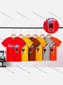 Wholesale Boy's Casual Letter Print Round Neck Short Sleeve Modal Cotton Tee, LIUHUA CLOTHING WHOLESALE