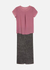 Wholesale Women's Casual Round Neck Pearl Decor Blouse & Long Skirt 2-piece Set - Liuhuamall