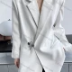 Wholesale Women's Plain Lapel Long Sleeve Metal Buckle Suit Jacket 325# White Clothing Wholesale Market Liuhua