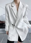 Wholesale Women's Plain Lapel Long Sleeve Metal Buckle Suit Jacket 325# - Liuhuamall