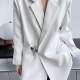 Women's Plain Lapel Long Sleeve Metal Buckle Suit Jacket 325# White Clothing Wholesale Market -LIUHUA