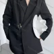 Wholesale Women's Plain Lapel Long Sleeve Metal Buckle Suit Jacket 325# Black Clothing Wholesale Market Liuhua
