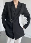 Wholesale Women's Plain Lapel Long Sleeve Metal Buckle Suit Jacket 325# - Liuhuamall