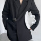 Women's Plain Lapel Long Sleeve Metal Buckle Suit Jacket 325# Black Clothing Wholesale Market -LIUHUA