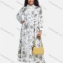 Wholesale Women's Casual Floral Print Collar Long Sleeve Button Front Maxi Shirt Dress With Belt preview