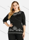 Wholesale Women's Casual Round Neck 3/4 Sleeve Rhinestone Top - Liuhuamall
