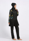 Wholesale Women's Modest Muslim Tropical Print Splicing Peplum Hem Full Coverage Burkini Swimwear With Hijab 2 Piece Set - Liuhuamall