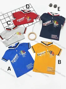 Wholesale Boys Casual Short Sleeve Embroidery Letter Graphic Button Front Polo Shirts, LIUHUA CLOTHING WHOLESALE