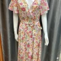Wholesale Women's V-neck Flutter Sleeve Floral Print Asymmetrical Hem Warp Dress With Belt 3141# preview