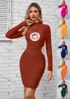 Wholesale Women's Fashion Mock Neck Pencil Hem Hollow Out Bodycon Short Dress - Liuhuamall