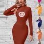 Wholesale Women's Fashion Mock Neck Pencil Hem Hollow Out Bodycon Short Dress preview