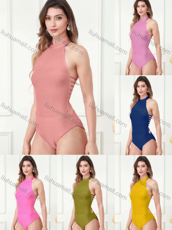 Wholesale Women's Lovely Sleeveless Zip Back Cut Out Bodysuit