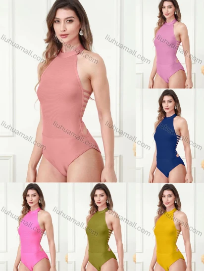 Wholesale Women's Lovely Sleeveless Zip Back Cut Out Bodysuit