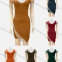 Wholesale Women's Elegant V Neck Fringe Trim Scarf Hem Short Tank Dress preview