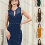 Wholesale Women's Sexy Keyhole Neck Metal Decor Mesh Short Tank Dress preview