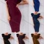 Wholesale Women's Square Neck Layered Sleeve Plain Knee Length Dress preview
