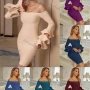Wholesale Women's Elegant Off Shoulder Layered Sleeve Plain Bodycon Short Dress preview