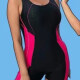 Women's One Piece Striped Colorblock Surfing Boyleg Athletic Swimsuit 1# Clothing Wholesale Market -LIUHUA