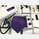 Men's Trendy Allover Mini Plaid Print Tie & Pocket Square & Cufflinks Sets Purple Clothing Wholesale Market -LIUHUA