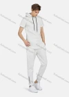 Wholesale Men's Casual Hooded Drawstring Short Sleeve Curved Hem Zipper Plain Hoodies & Pockets Ankle-Tie Pants 2-Piece Set 8763# - Liuhuamall
