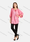 Wholesale Women's Casual Tie Front Round Neck Hollow Out Bell Sleeve Letter Print Plain Tunic - Liuhuamall