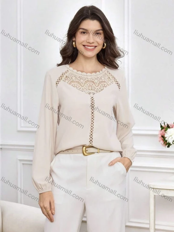 Wholesale Long-sleeve lace hollow-out design casual fashion