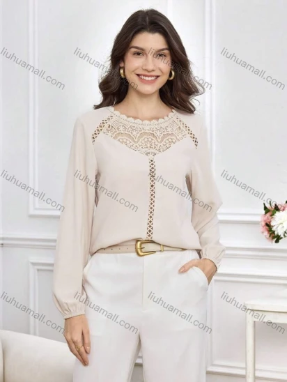 Wholesale Long-sleeve lace hollow-out design casual fashion