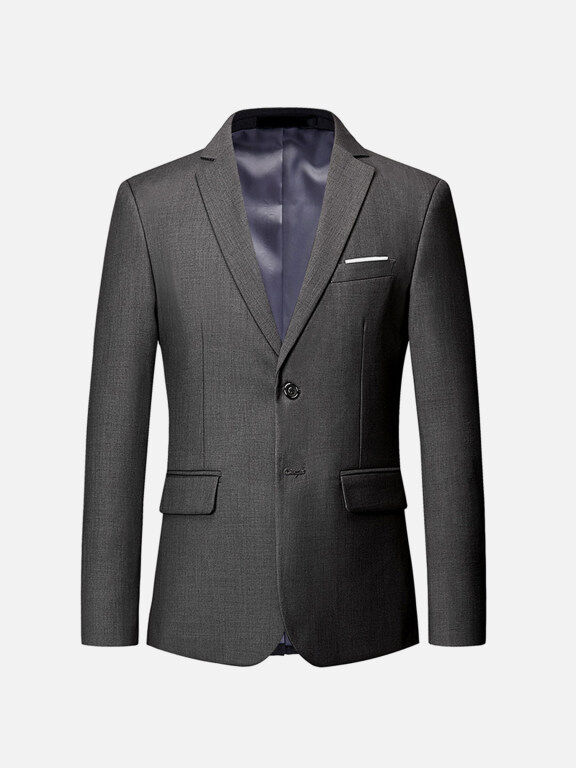 Men's Formal Business Plain 2 Buttons Lapel Patch Pocket Suit Jacket, Clothing Wholesale Market -LIUHUA, 