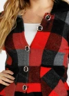 Wholesale Women's Button Front Plaid Collared Casual Knitted Coat With Patch Pocket - Liuhuamall