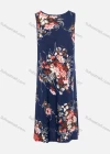 Wholesale Women's Casual Sleeveless Round Neck Floral Print Pleated Midi Dress - Liuhuamall