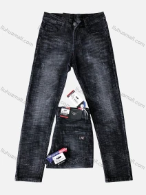 Wholesale Men's Button Zipper Pockets Labelled Plain High Stretch Jean 5653#, LIUHUA CLOTHING WHOLESALE
