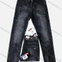 Wholesale Men's Button Zipper Pockets Labelled Plain High Stretch Jean 5653# preview