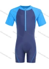 Wholesale Boys Colorblock One Piece Zip Half Boyleg Swimsuits - Liuhuamall