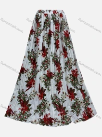 Wholesale Women's Casual Elastic Waist High Waist Floral Print Maxi Skirt 186#, LIUHUA CLOTHING WHOLESALE