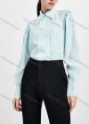 Wholesale Women's Elegant Long Sleeve Collared Button Down Plain Shirt - Liuhuamall