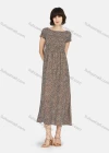 Wholesale Women's Casual Short Sleeve Bateau Neck Allover Print Split Side Midi Dress - Liuhuamall