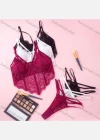 Wholesale Women's Sexy Lace Longline Bra & Thongs Lingerie Set 901# - Liuhuamall