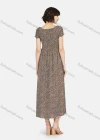 Wholesale Women's Casual Short Sleeve Bateau Neck Allover Print Split Side Midi Dress - Liuhuamall