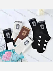 Wholesale Women's Casual Embroidery Heart Print Cushioned Ankle Socks, LIUHUA CLOTHING WHOLESALE