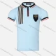 Wholesale Boys Casual Striped Trim Numeric Metal Embroidery Quarter Zip Polo Shirt Light Blue Clothing Wholesale Market Liuhua