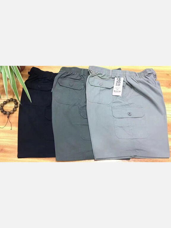Men's Plus Size Flap Pockets Elastic Waist Shorts 6A61#, Clothing Wholesale Market -LIUHUA, MEN, Bottoms