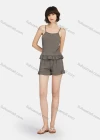 Wholesale Women's Plain Ruffle Hem Cami Top & Shorts 2 Piece Lounge Pajamas Set A11# - Liuhuamall