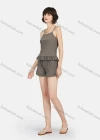Wholesale Women's Plain Ruffle Hem Cami Top & Shorts 2 Piece Lounge Pajamas Set A11# - Liuhuamall