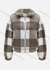 Wholesale Women's Casual Plaid Print Zipper Long Sleeve Crop Fluffy Jacket - Liuhuamall