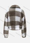 Wholesale Women's Casual Plaid Print Zipper Long Sleeve Crop Fluffy Jacket - Liuhuamall