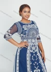 Wholesale Women's Elegant Plus Size Half Sleeve Round Neck Mesh Floral Embroidery Party Cocktail Dress - Liuhuamall