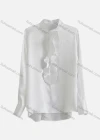 Wholesale Women's Casual Long Sleeve Mock Neck Hollow Out Ruffle Trim Plain Blouse 345253# - Liuhuamall