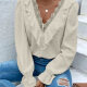 Women's Casual Lace Ruffle Trim Poet Sleeve Swiss Dot V Neck Plain Blouse 3# Clothing Wholesale Market -LIUHUA