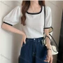 Wholesale Women's Casual Bateau Neck Puff Sleeve Tee 1015# preview