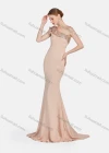 Wholesale Women's Glamorous One Shoulder Ruffle Trim Sequin Floor Length Evening Dress - Liuhuamall
